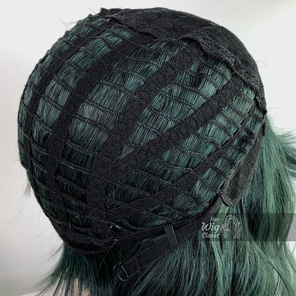 12" Pastel Dark Green Wavy Wig with Bangs |Polaris - Picture 7 of 9